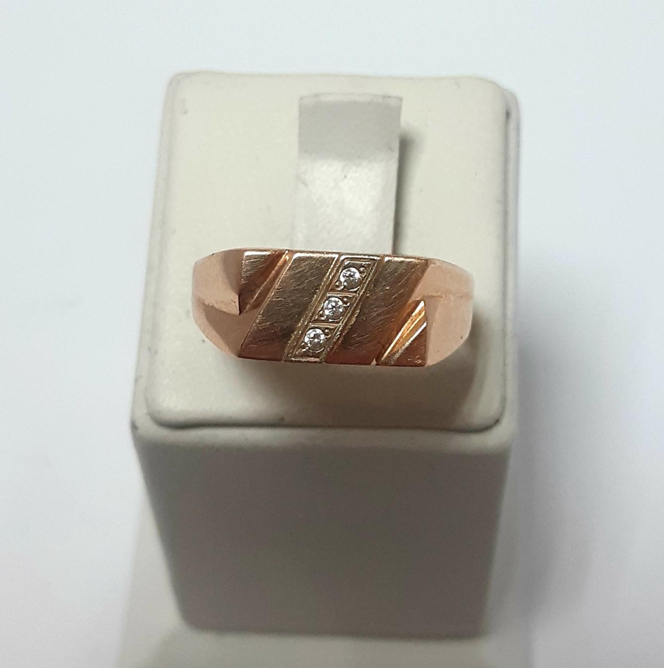 Перстень з червоного золота з цирконієм (33844449) 1