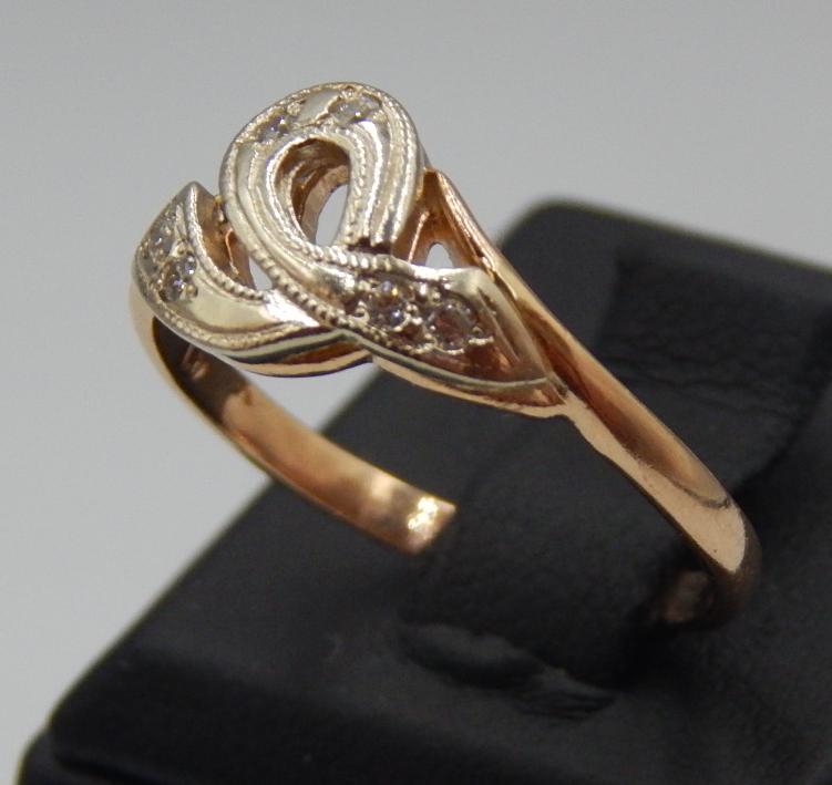 Кольцо из желтого и белого золота с цирконием (31760730)  2