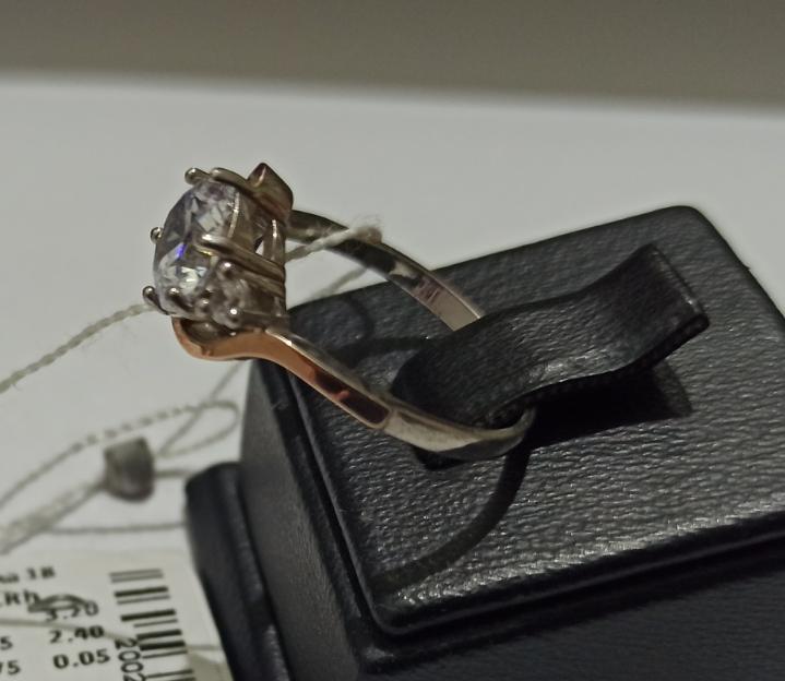 Серебряное кольцо с позолотой и цирконием (30512989) 2