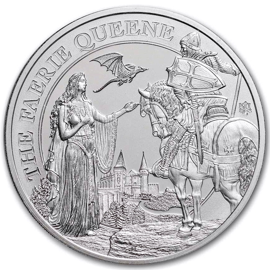 Серебряная монета 1oz Королева Фэй Уна и Редкросс 1 фунт стерлингов 2023 Остров Святой Елены (30648255) 0