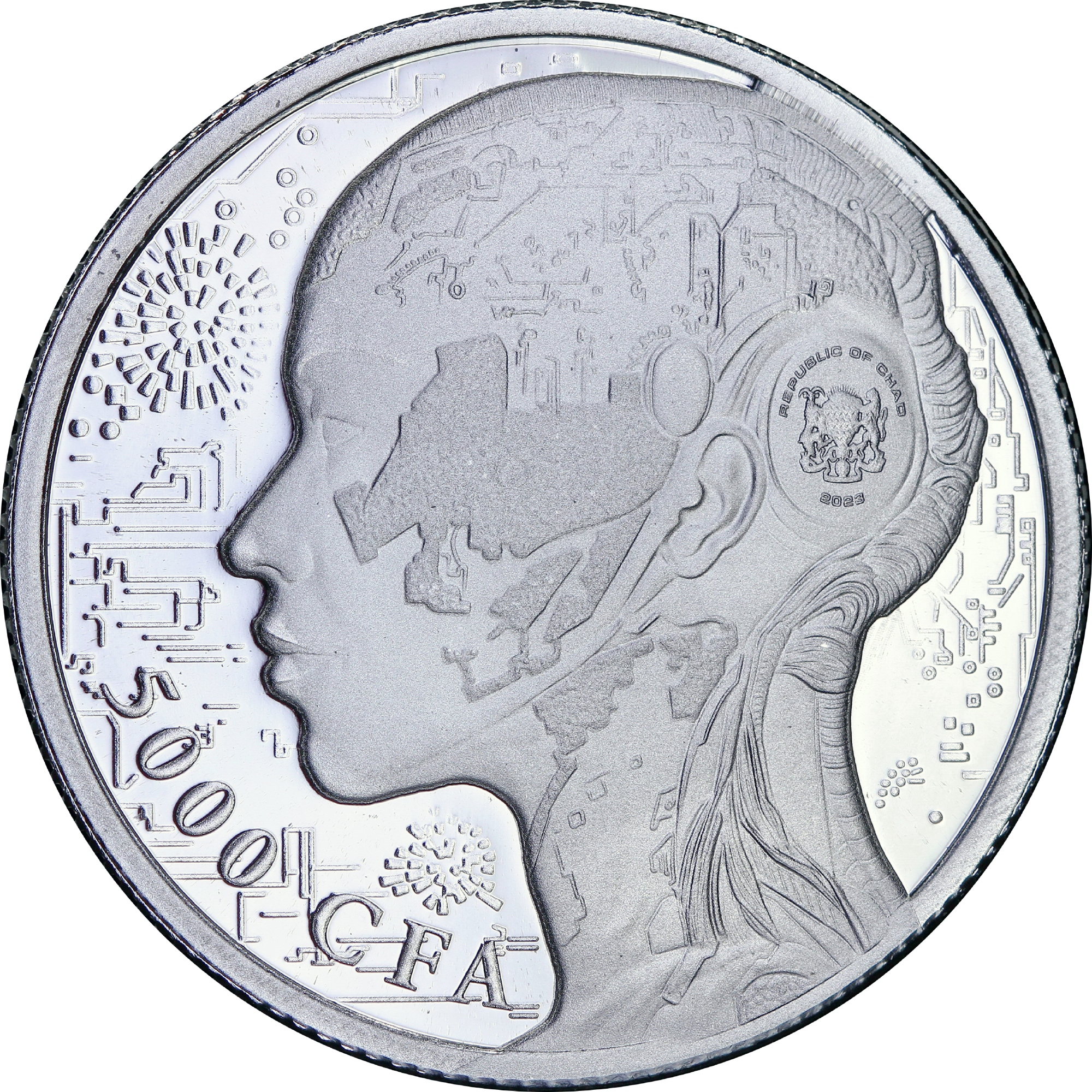 Срібна монета 1oz Штучний Інтелект 5000 франків КФА 2023 Чад (32935153) 3