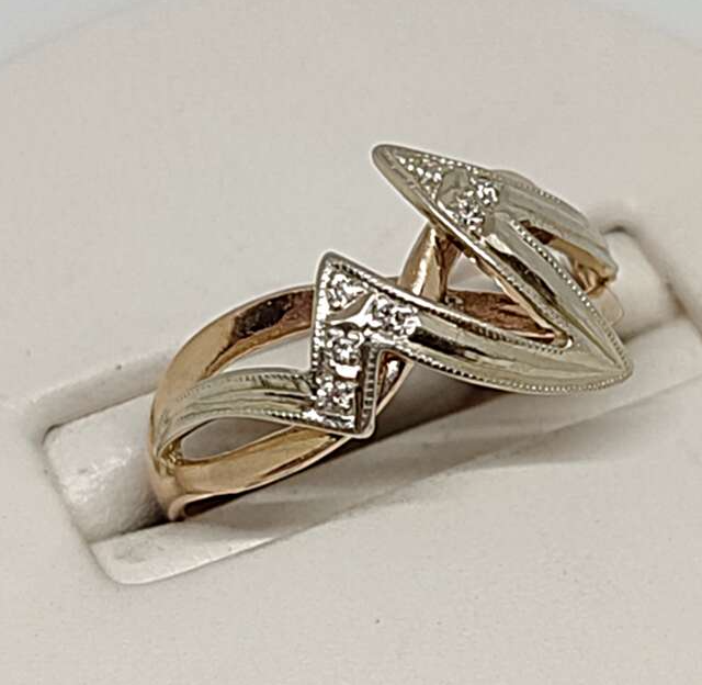 Кольцо из красного и белого золота с бриллиантом (-ми) (30617366) 0