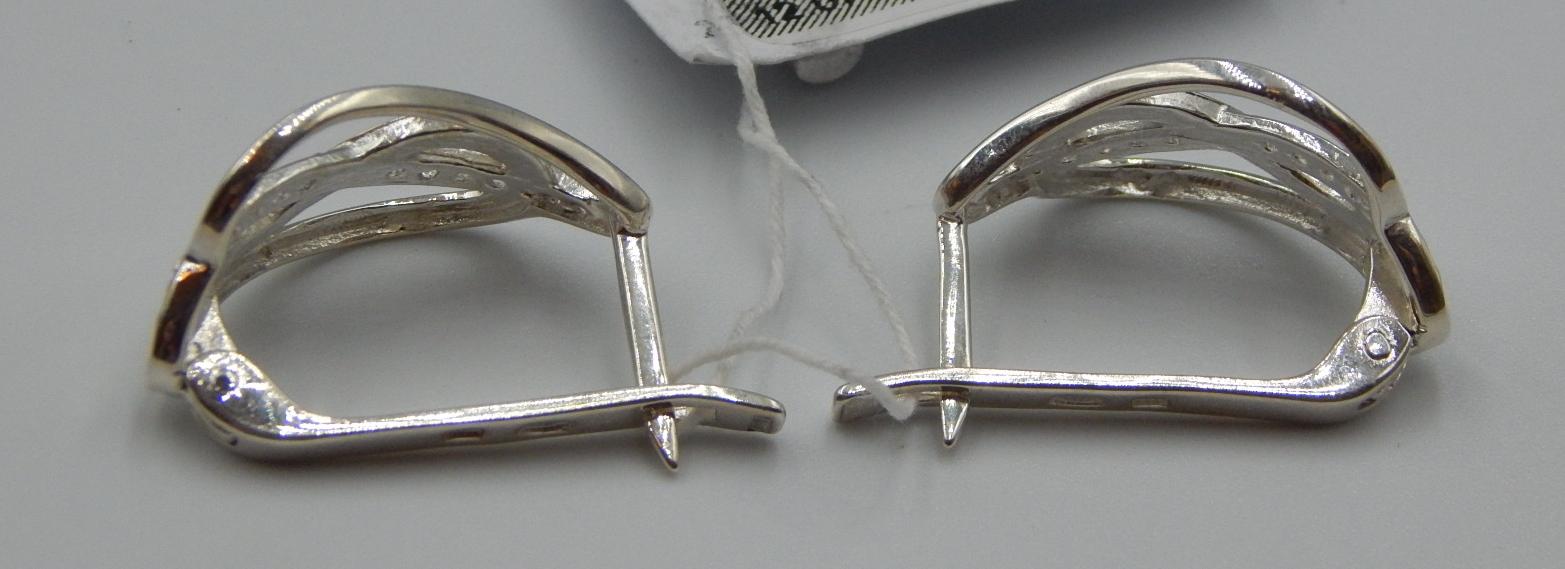 Серебряные серьги с позолотой и цирконием (32035238) 3