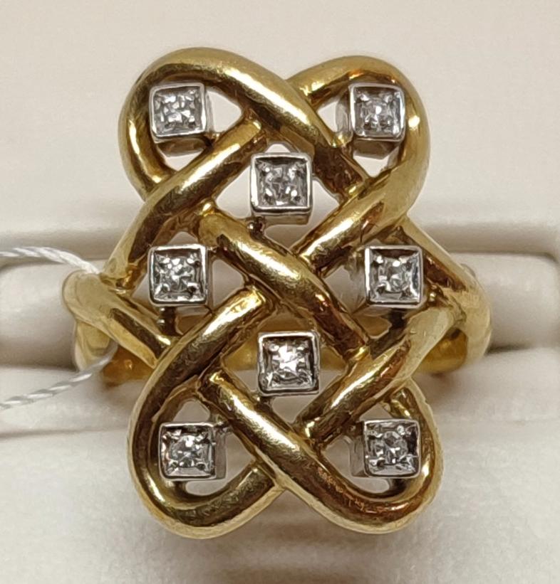 Каблучка з жовтого та білого золота з діамантом (-ми) (28543386) 1