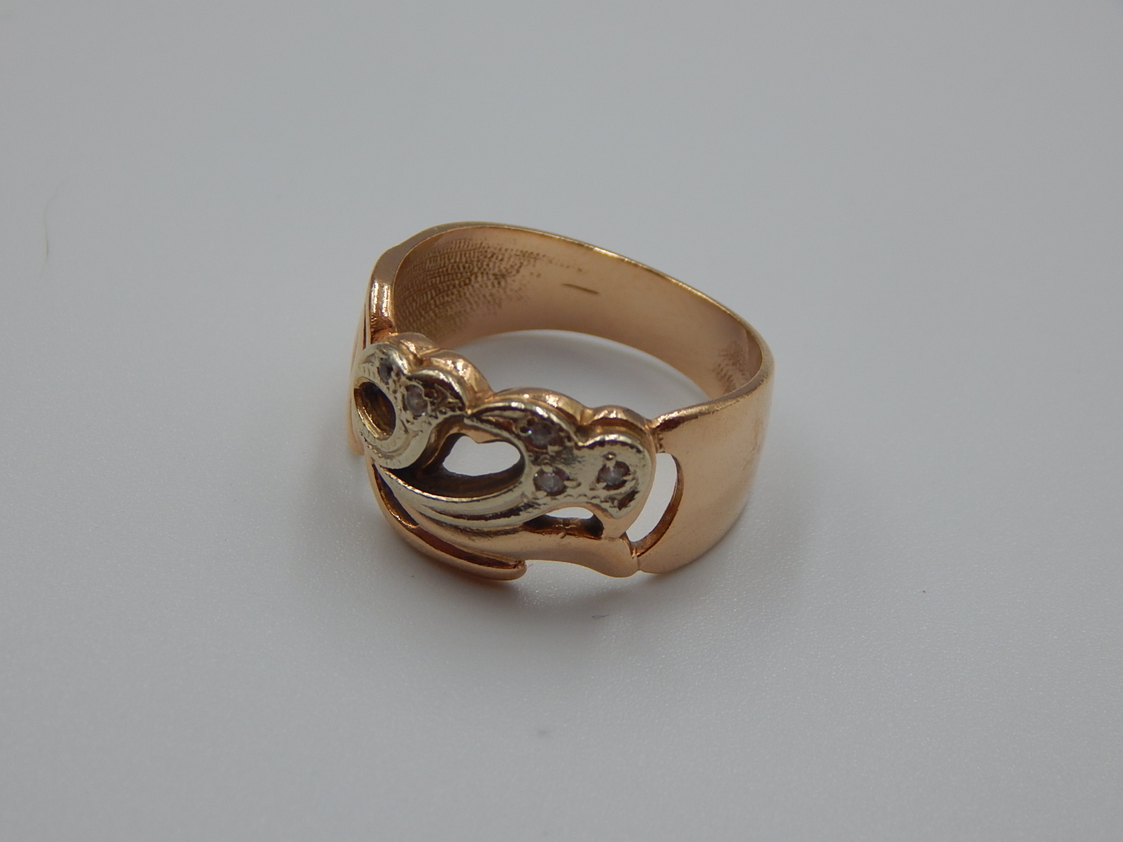 Кольцо из красного и белого золота с цирконием (31583015) 5