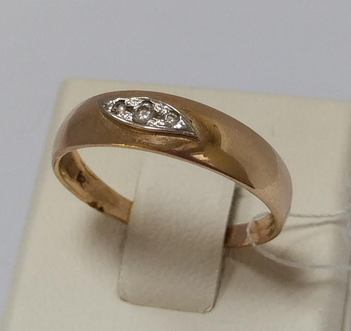 Кольцо из красного и белого золота с цирконием (33740037) 0