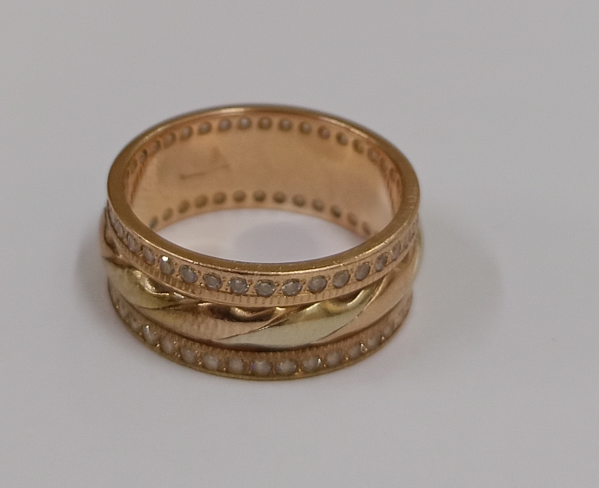Кольцо из красного и белого золота с цирконием (33724611)  3