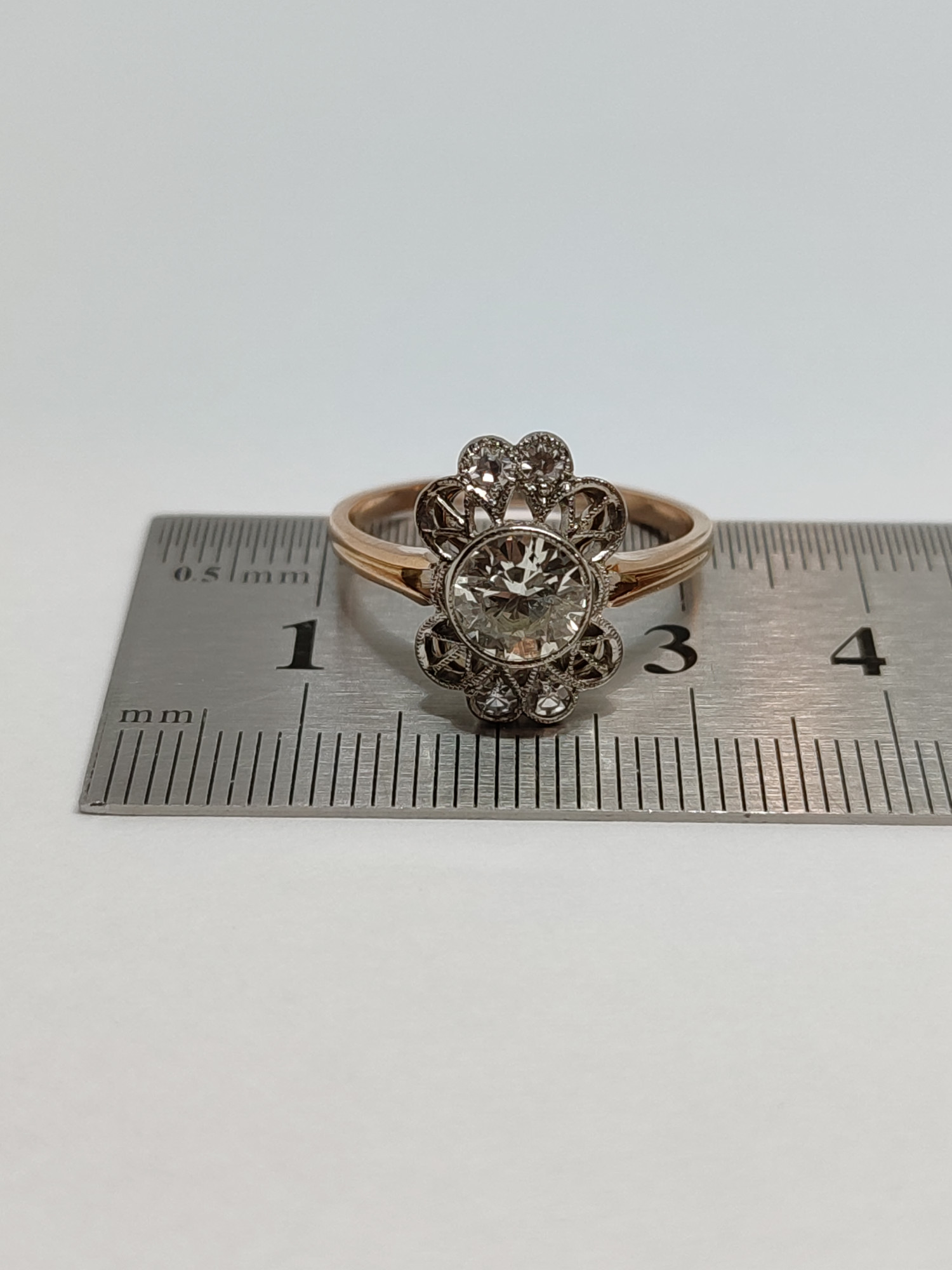 Кольцо из красного и белого золота с бриллиантом (-ми ) (33563104) 10
