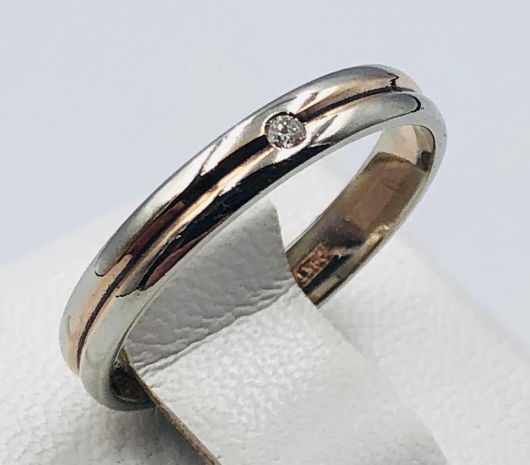 Обручальное кольцо из красного и белого золота с бриллиантом (-ми) (33064164) 0