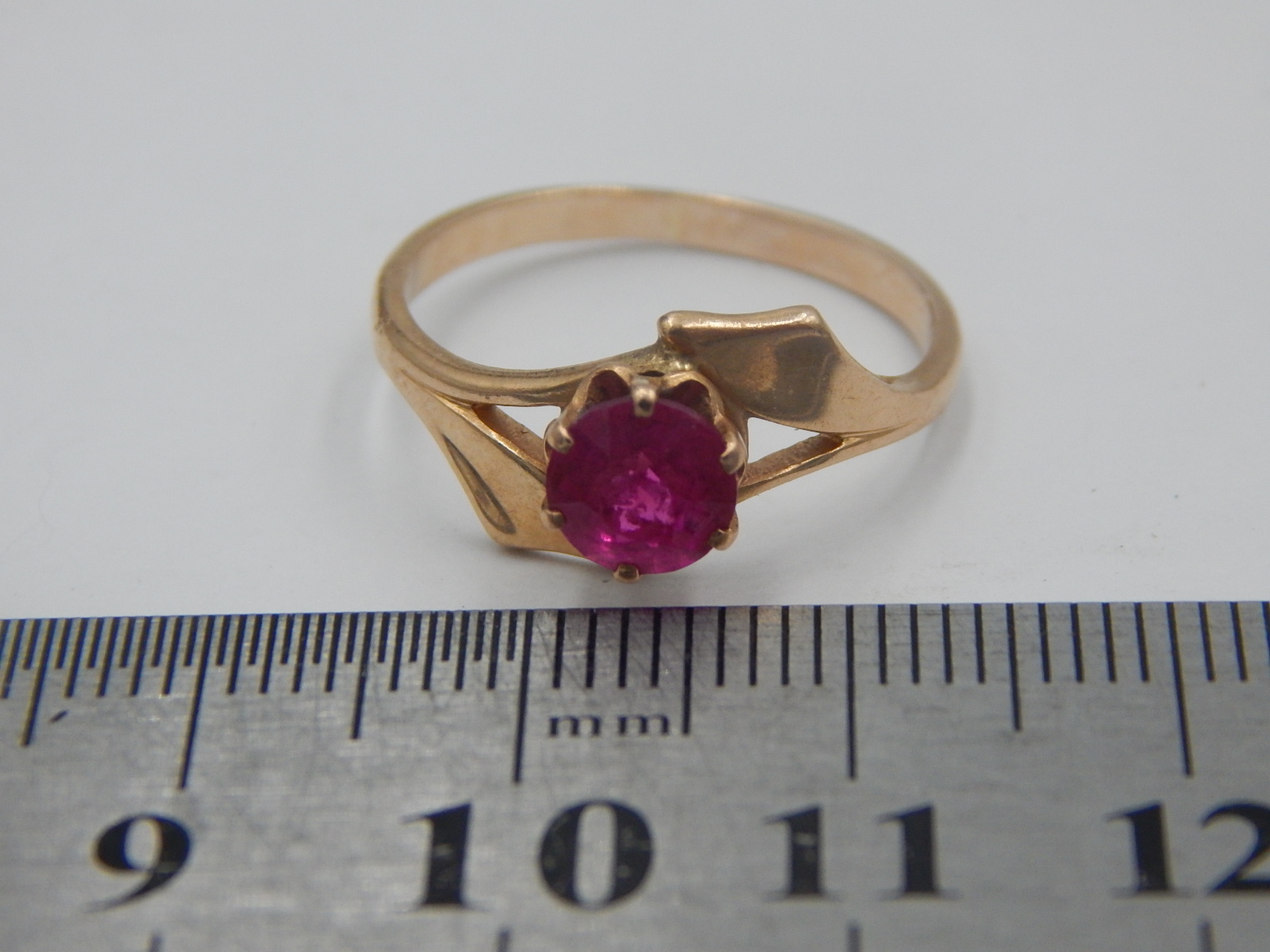 Кольцо из красного золота с корундом (29038463) 6
