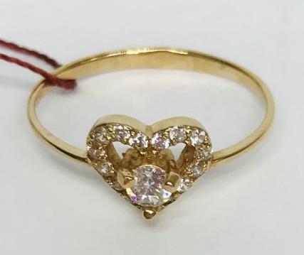 Кольцо из красного золота с цирконием (29194711) 2