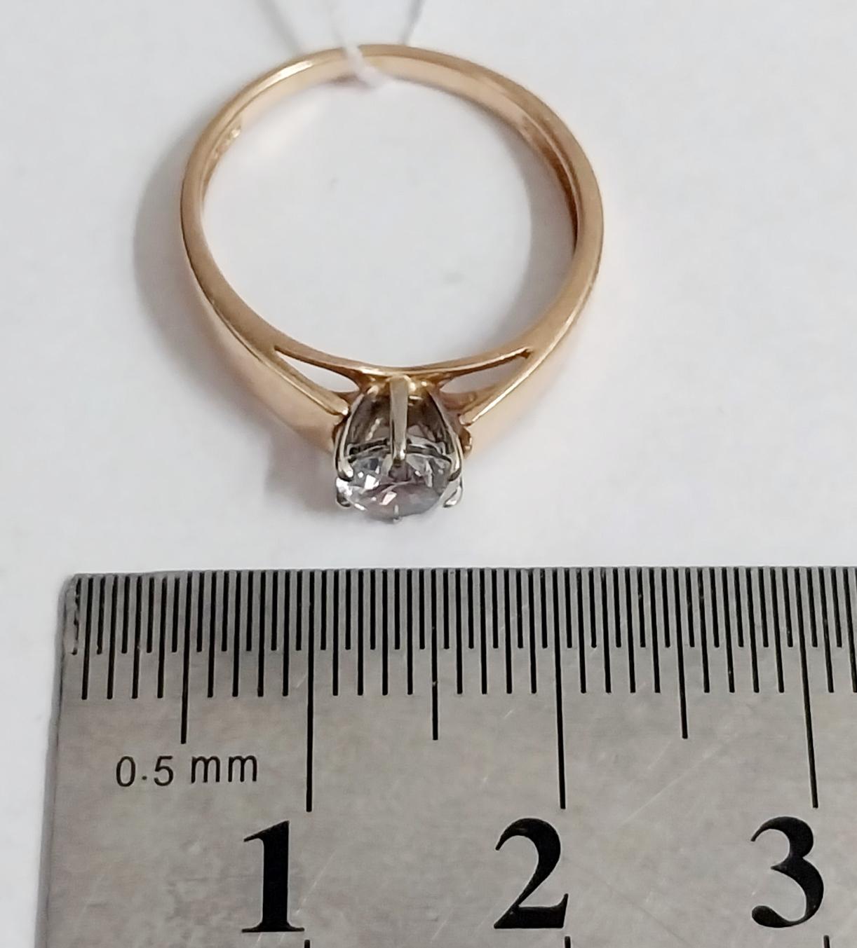 Кольцо из красного и белого золота с цирконием (33665179) 5