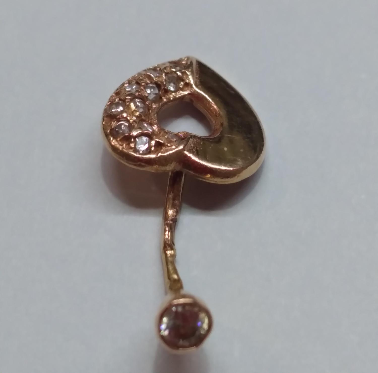 Пирсинг из красного золота с цирконием (32432267) 1