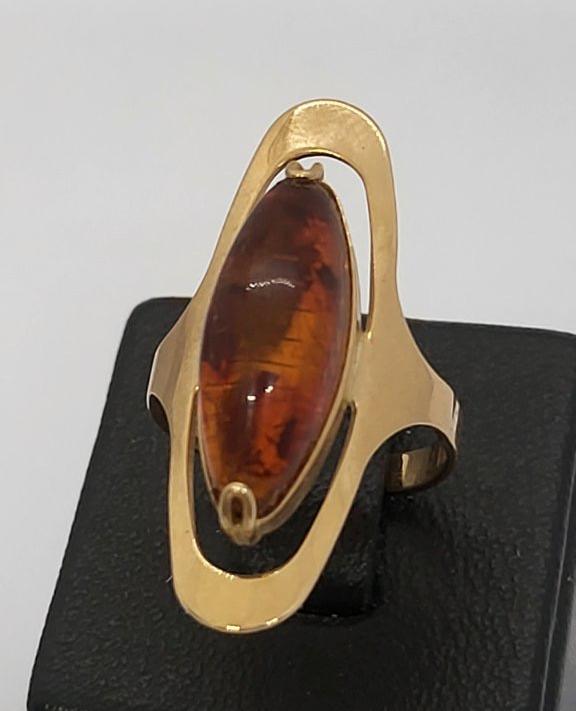 Кольцо из красного золота с янтарем (33904490)  3