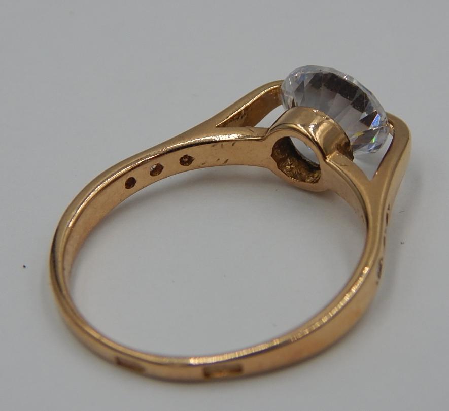 Кольцо из красного золота с цирконием (29219140) 4