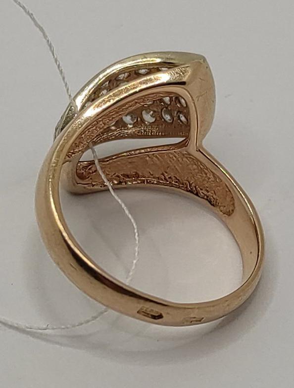 Перстень з червоного та білого золота з цирконієм (32636584) 1