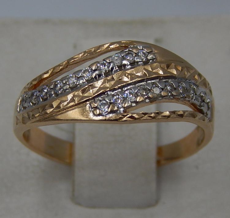 Кольцо из красного и белого золота с цирконием (29883502)  0