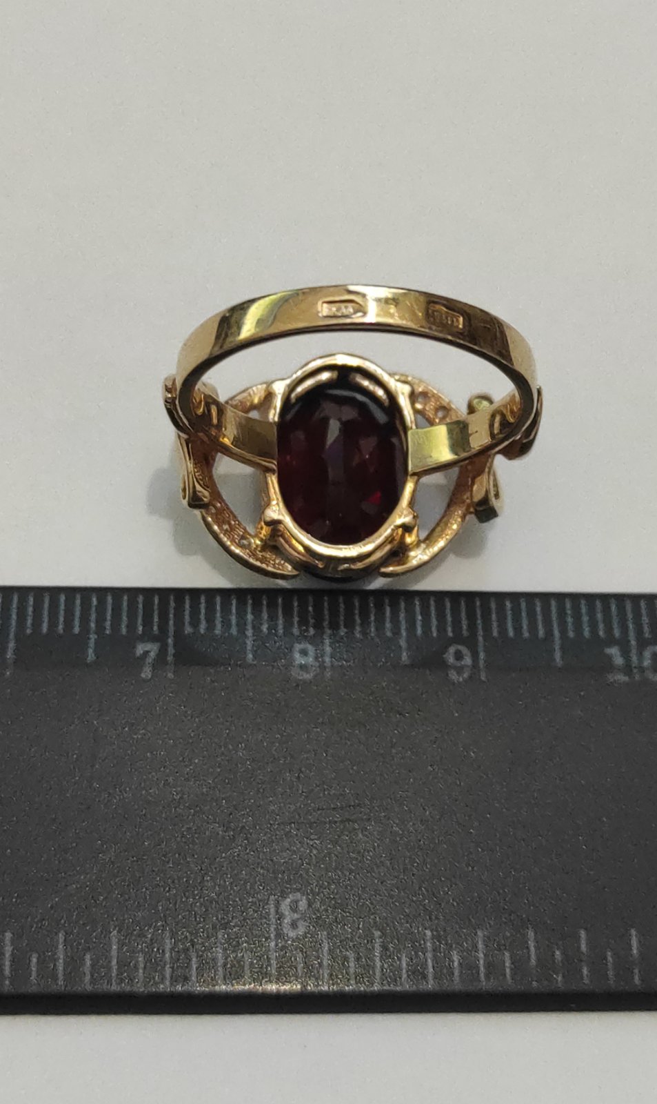 Кольцо из красного и белого золота с гранатом и цирконием (31987565) 3