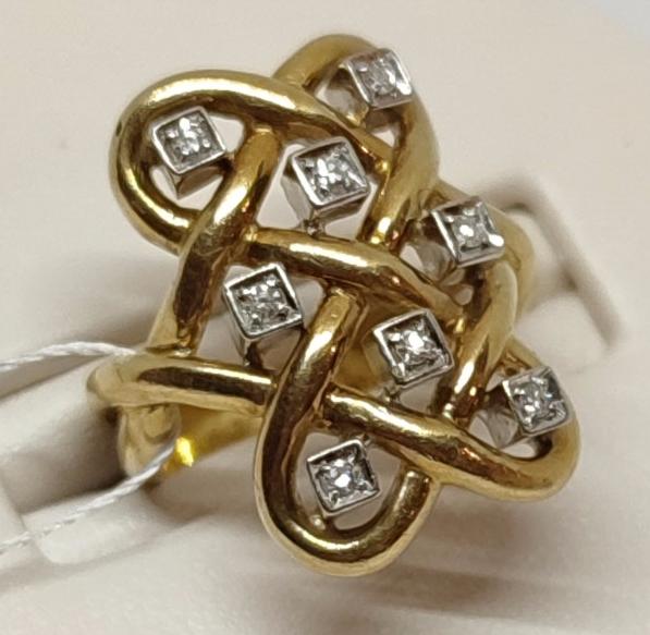 Каблучка з жовтого та білого золота з діамантом (-ми) (28543386) 0