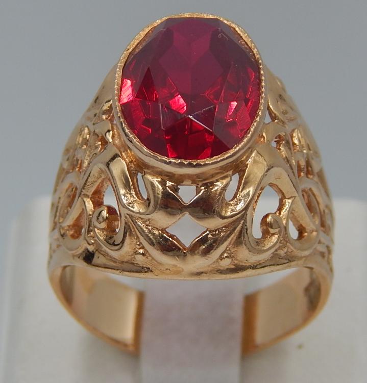 Кольцо из красного золота с корундом (29092232) 0