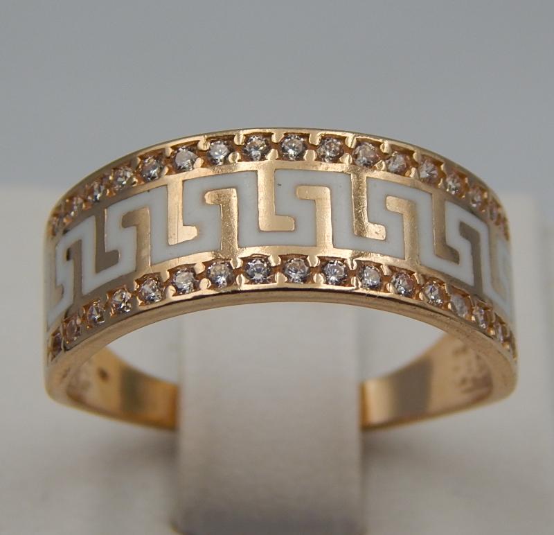 Кольцо из красного золота с эмалью и цирконием (33668628) 0