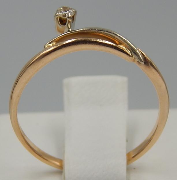 Кольцо из красного и белого золота с бриллиантом (-ми) (27475684) 1
