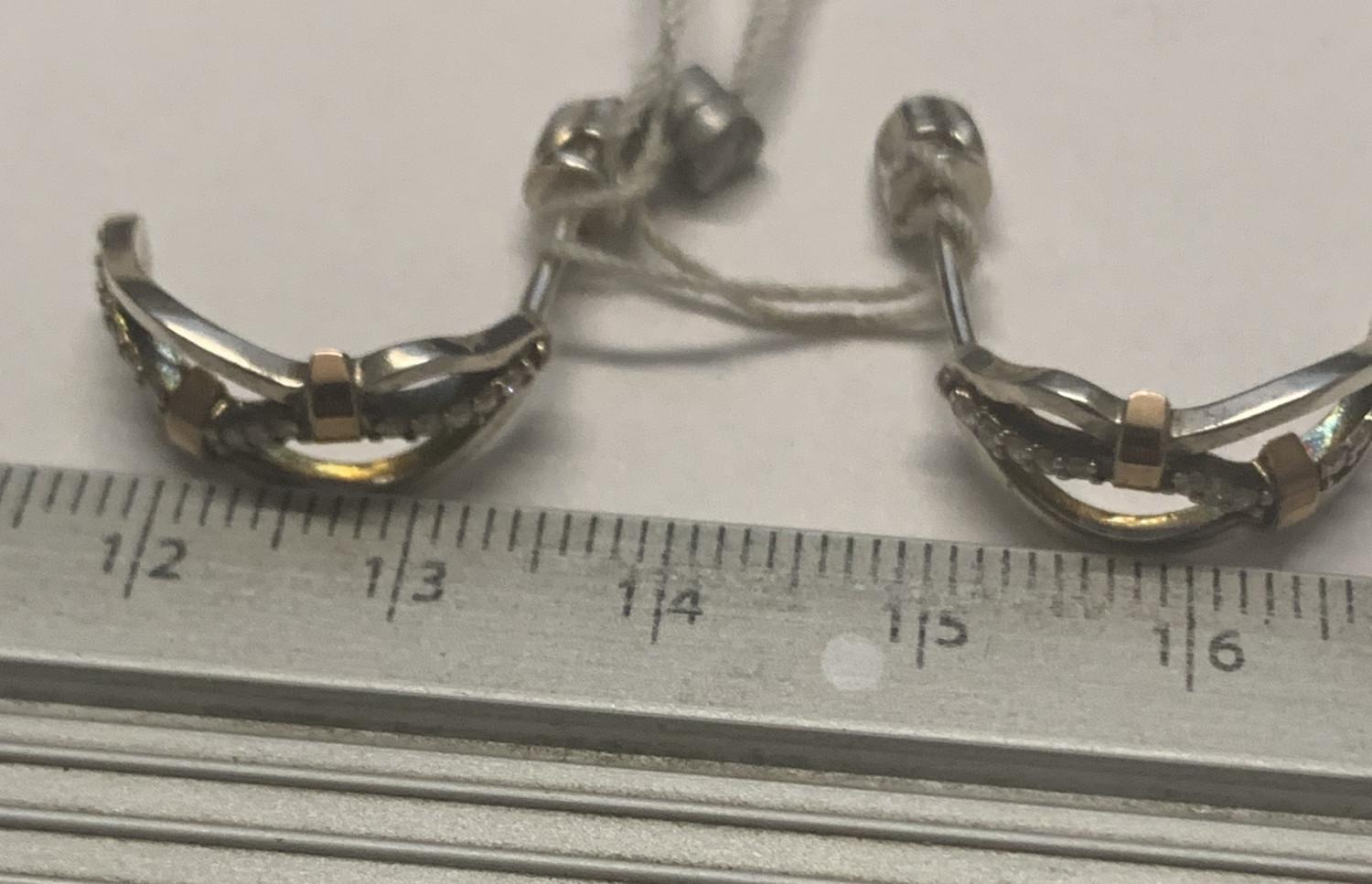 Серебряные серьги с позолотой и цирконием (30509367) 2