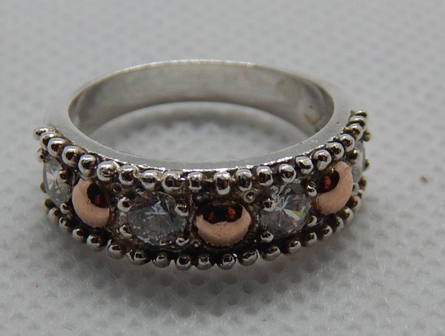 Серебряное кольцо с позолотой и цирконием (31445861) 3