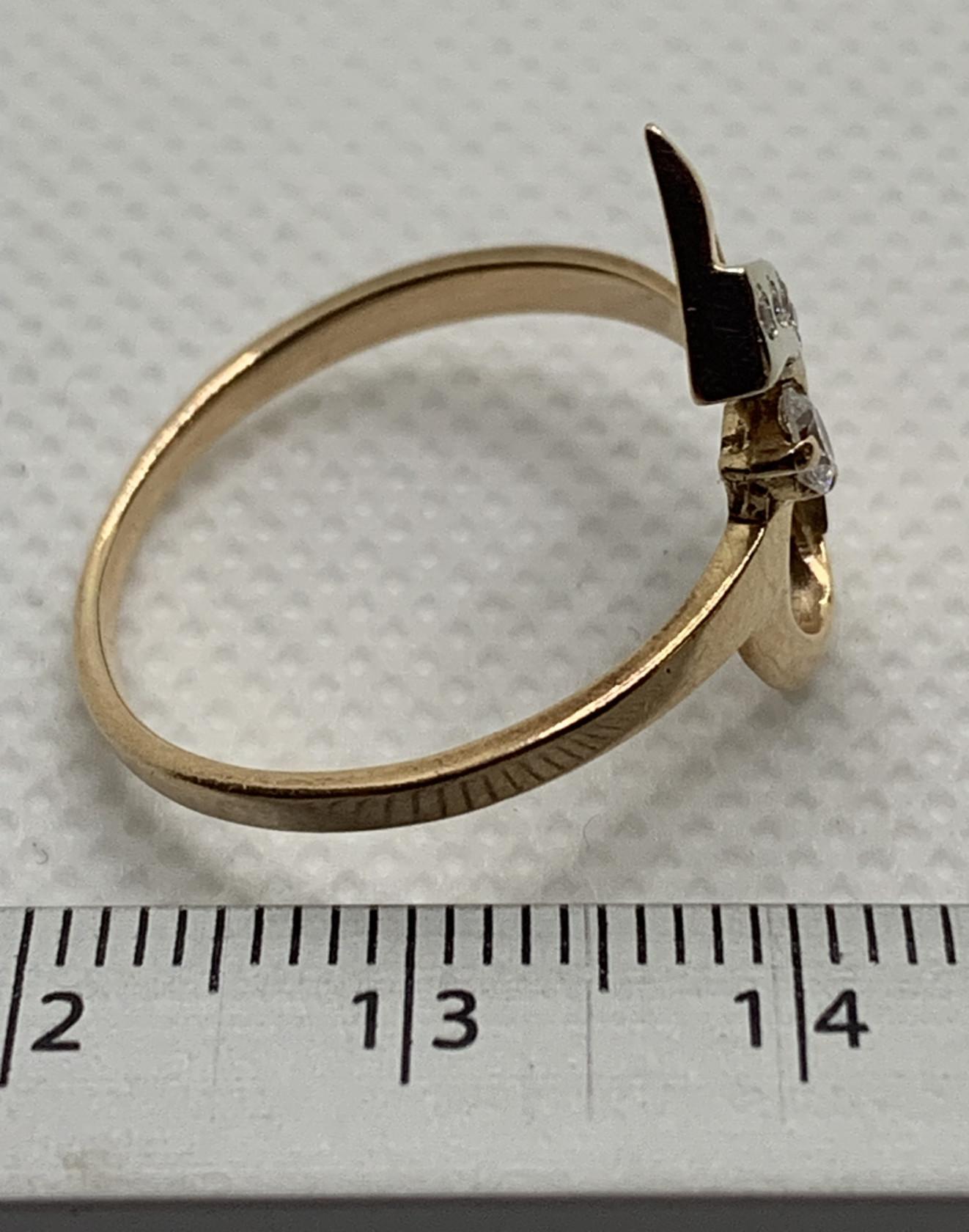 Кольцо из красного и белого золота с цирконием (32577222) 3
