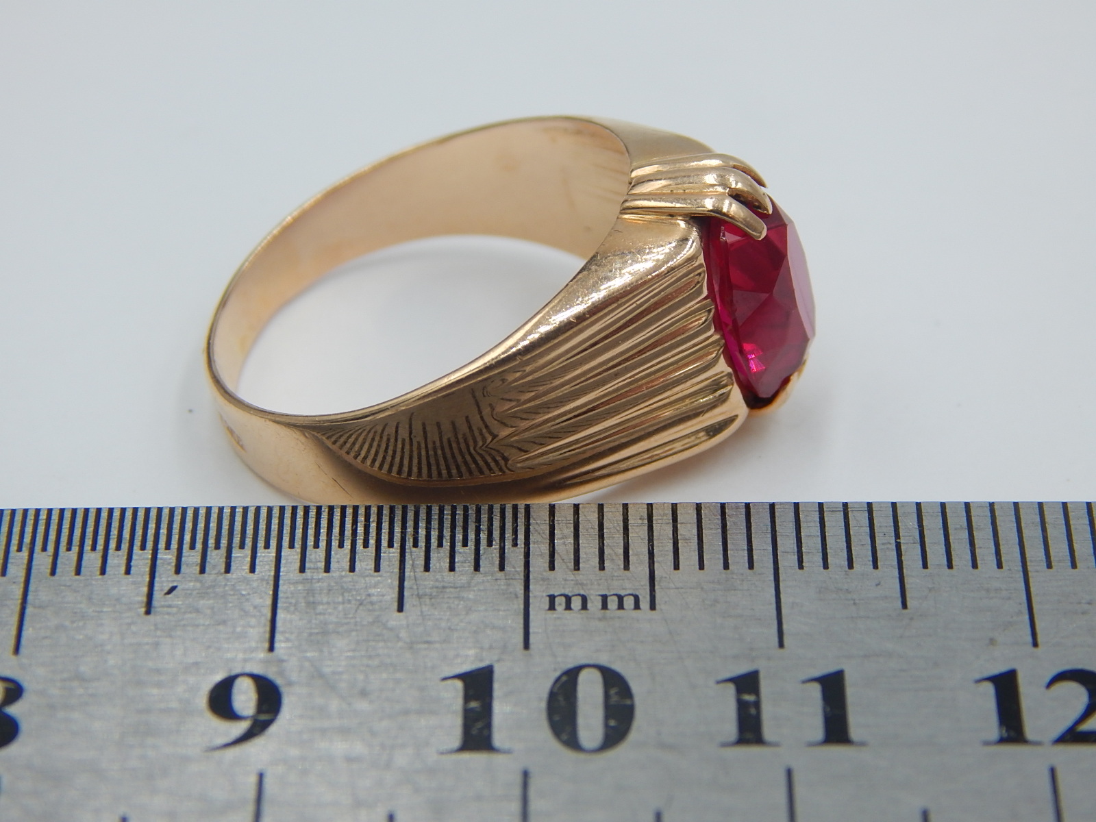 Кольцо из красного золота с корундом (28816042)  6