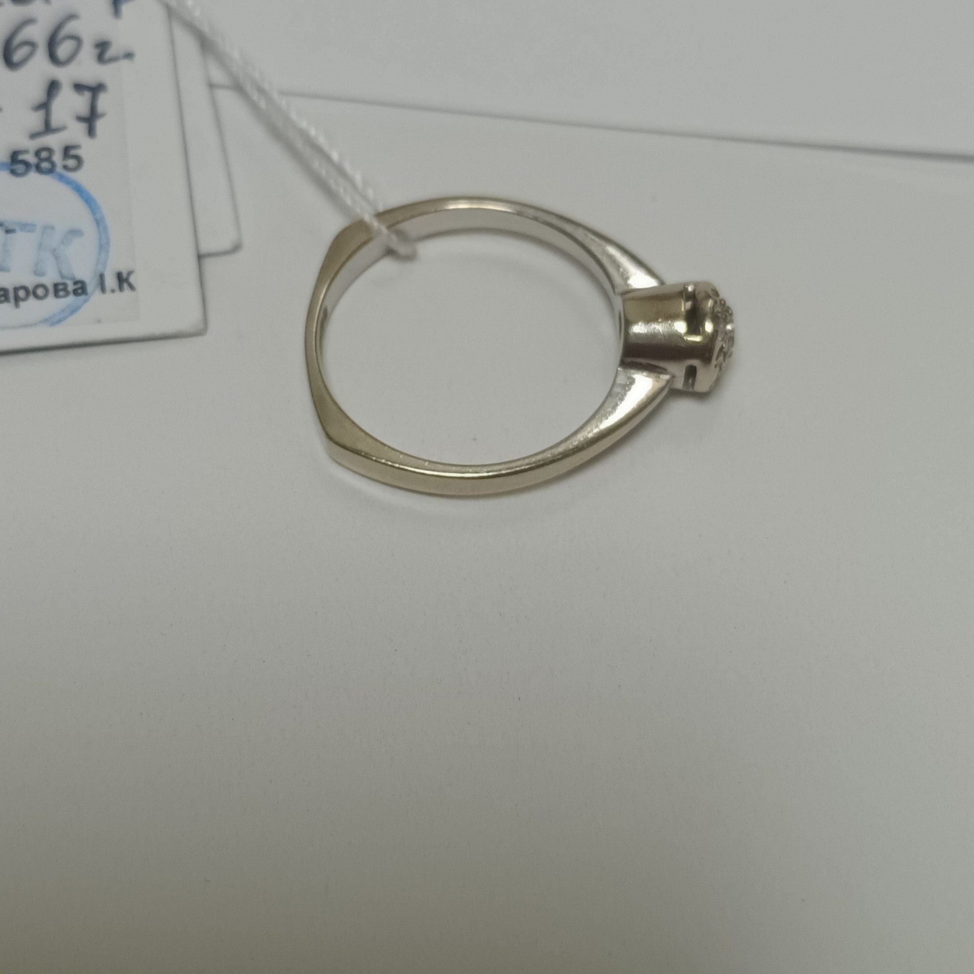 Кольцо из белого золота с цирконием (33195806) 1