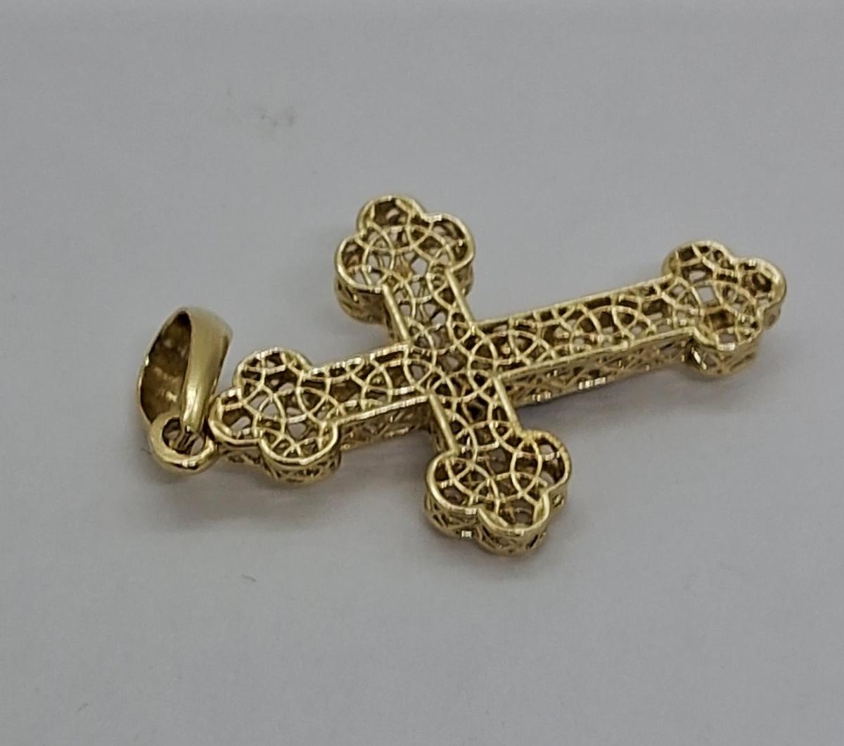 Підвіс-хрест з жовтого та білого золота (33814829) 3