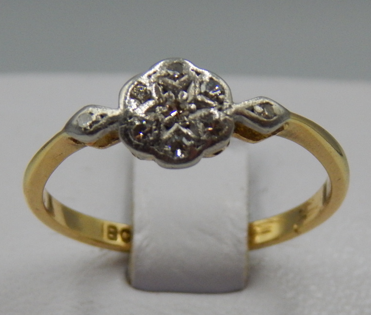 Кольцо из желтого и белого золота с бриллиантом (-ми) (32203066) 0