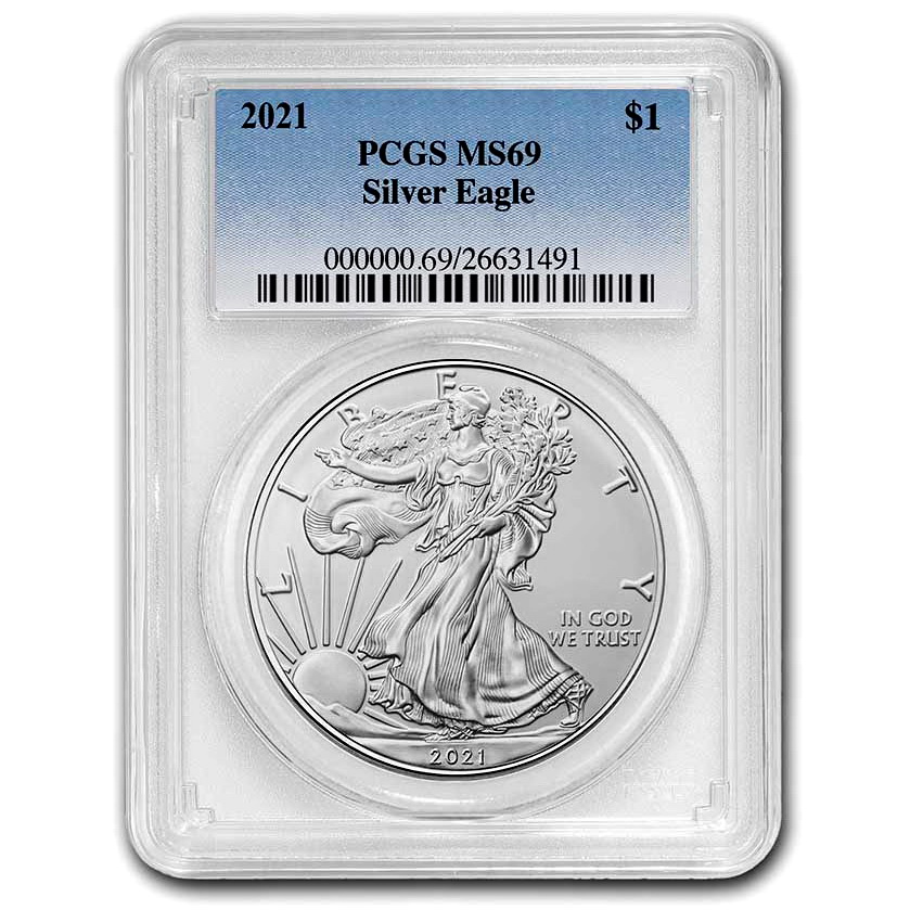 Серебряная монета 1oz Американский Орел 1 доллар 2021 США (31564084) 0