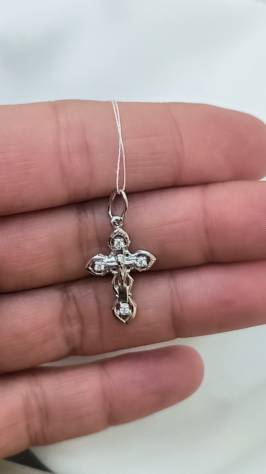 Срібний підвіс-хрест із цирконієм (33469147) 1