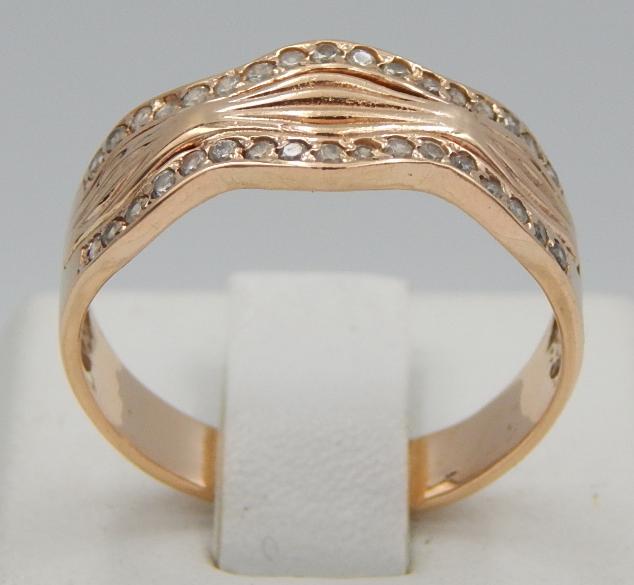 Кольцо из красного золота с цирконием (28187036)  2