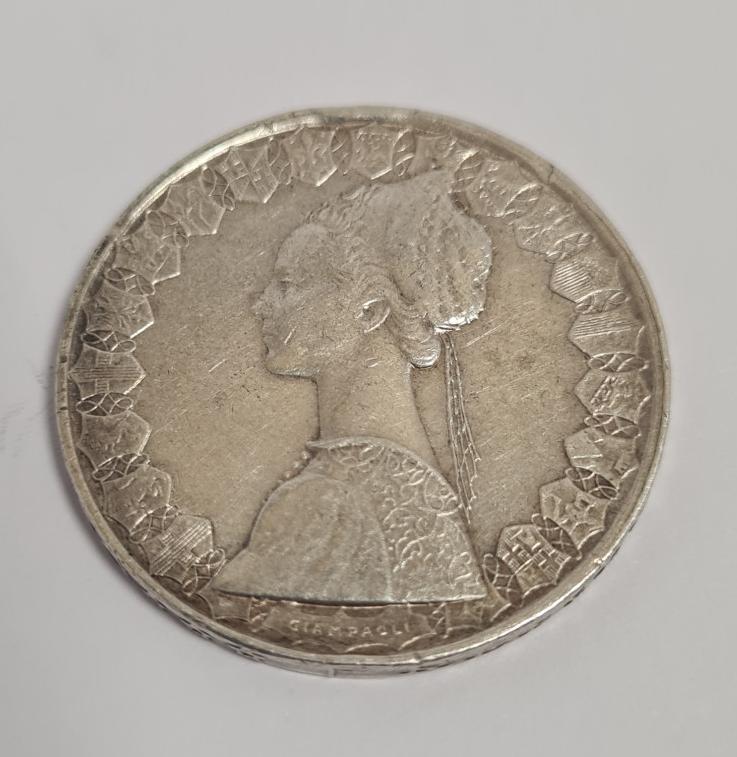 Срібна монета 500 лір Італія (33611776) 1
