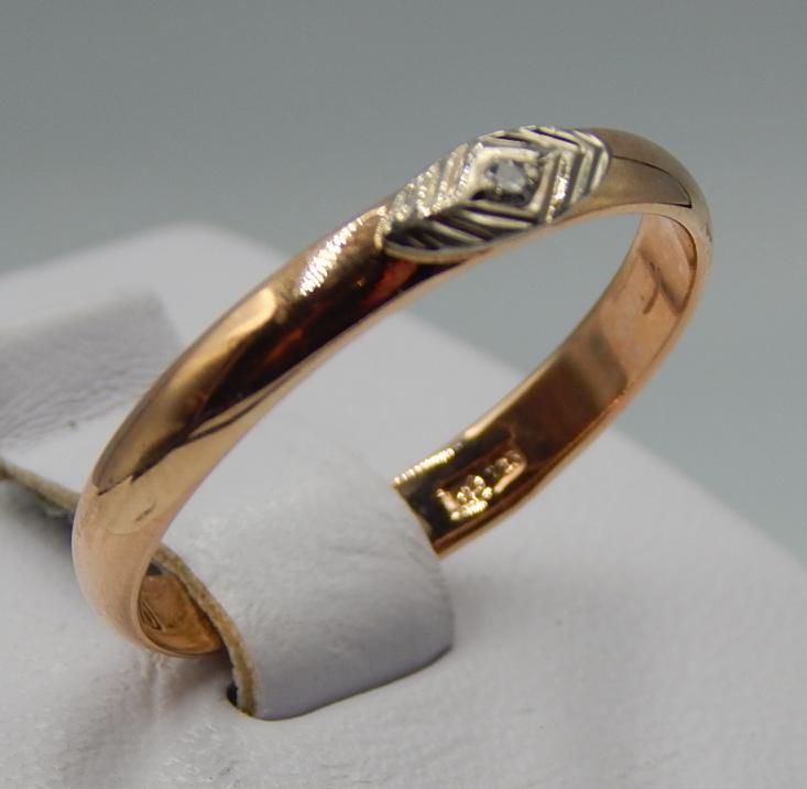 Кольцо из красного и белого золота с бриллиантом (-ми) (31645342) 1