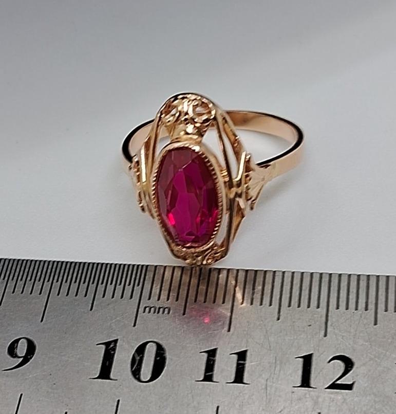 Кольцо из красного золота с корундом (32349488)  5
