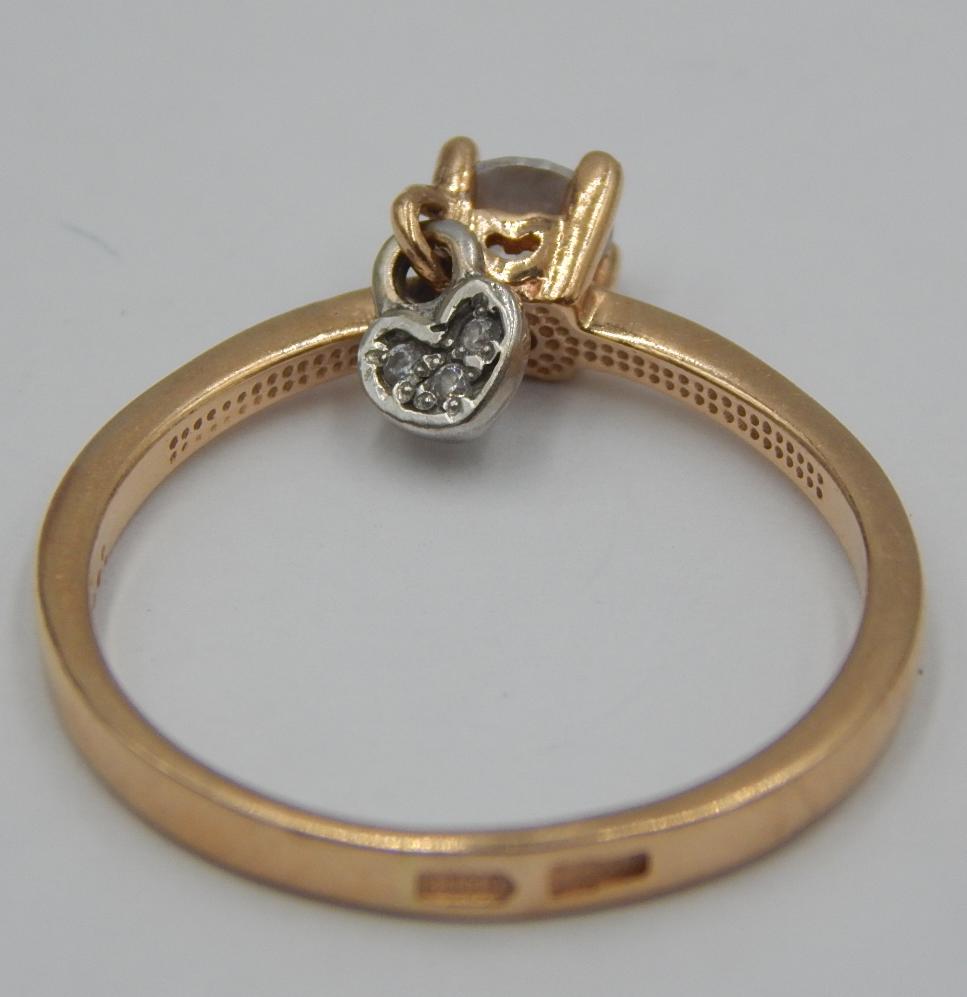 Кольцо из красного и белого золота с цирконием (28256021) 6