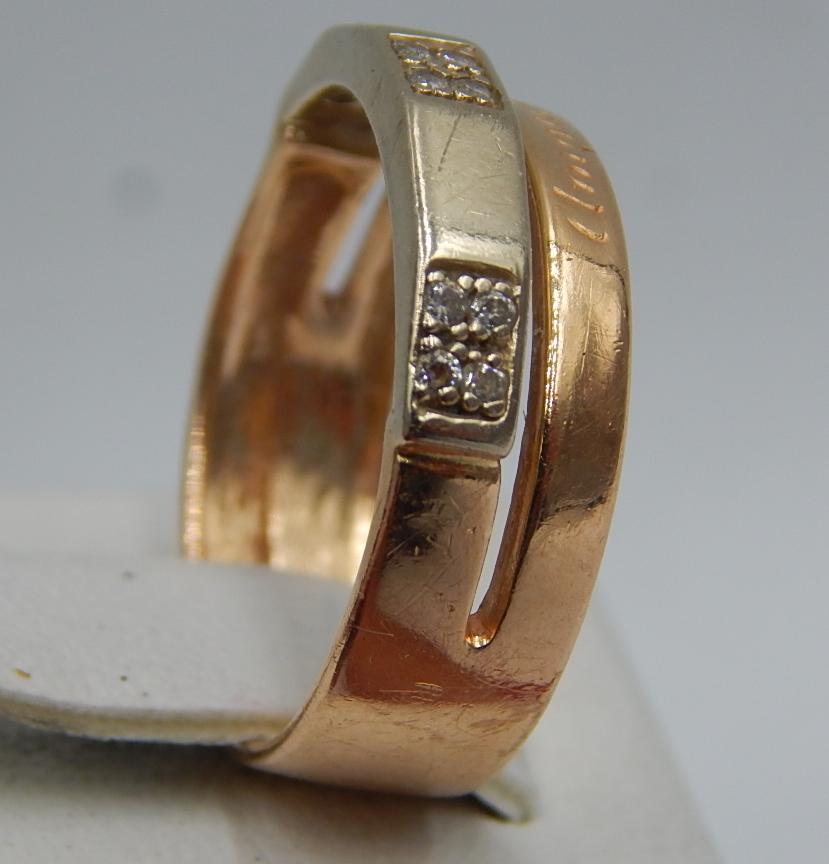 Кольцо из красного и белого золота с цирконием (28199527) 4