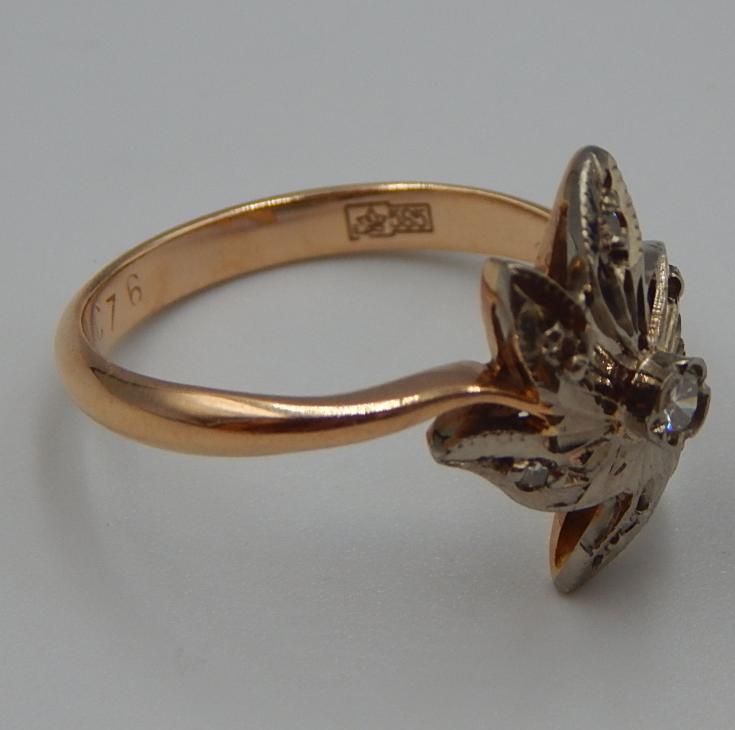 Кольцо из красного и белого золота с бриллиантом (-ми) (32200106) 4