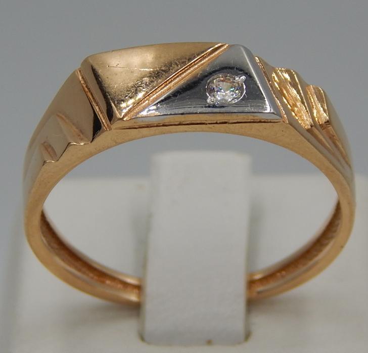Кольцо из красного и белого золота с цирконием (28569335) 0