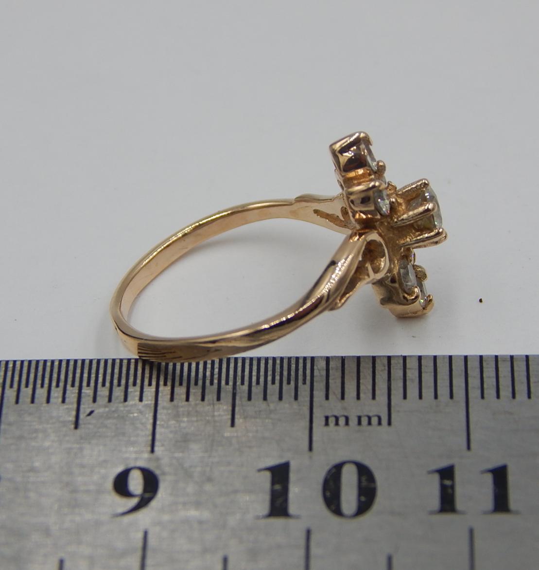 Кольцо из красного золота с цирконием (29219162) 4