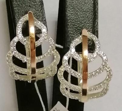Срібні сережки із золотою вставкою та цирконієм (28125049) 0