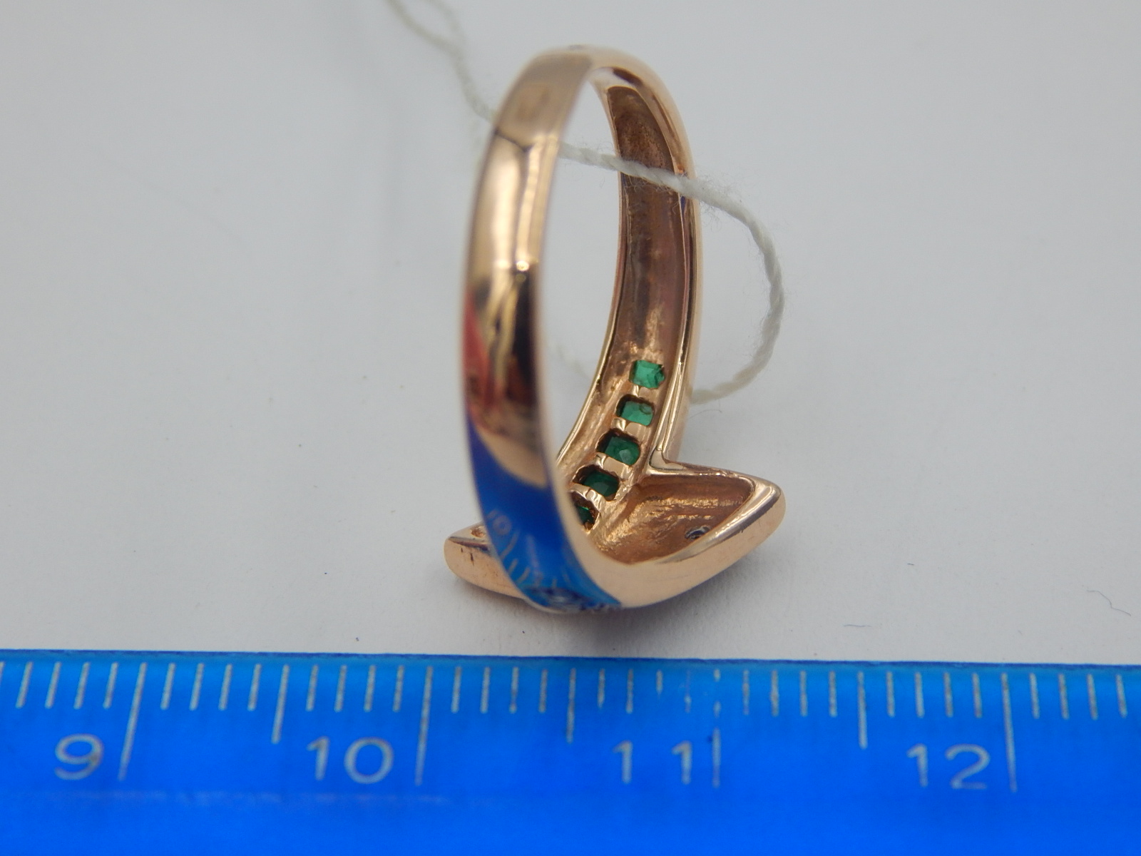 Кольцо из красного золота с изумрудом и бриллиантом (-ми) (28222068) 6