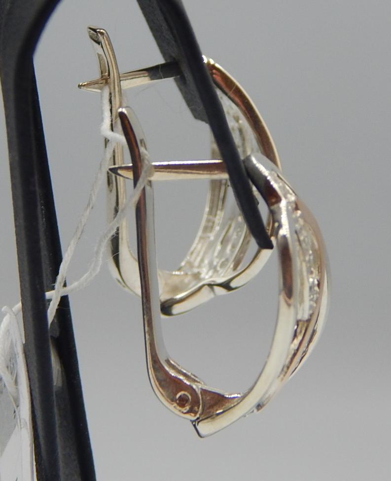 Серебряные серьги с позолотой и цирконием (32035238) 1