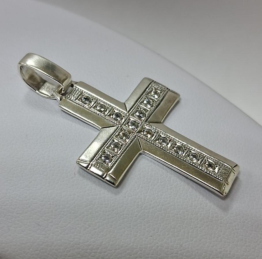 Срібний підвіс-хрест з цирконієм (32075359) 0