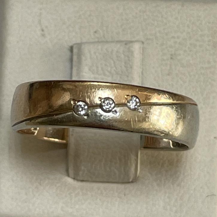 Обручальное кольцо из красного и желтого золота с цирконием (33775340) 0