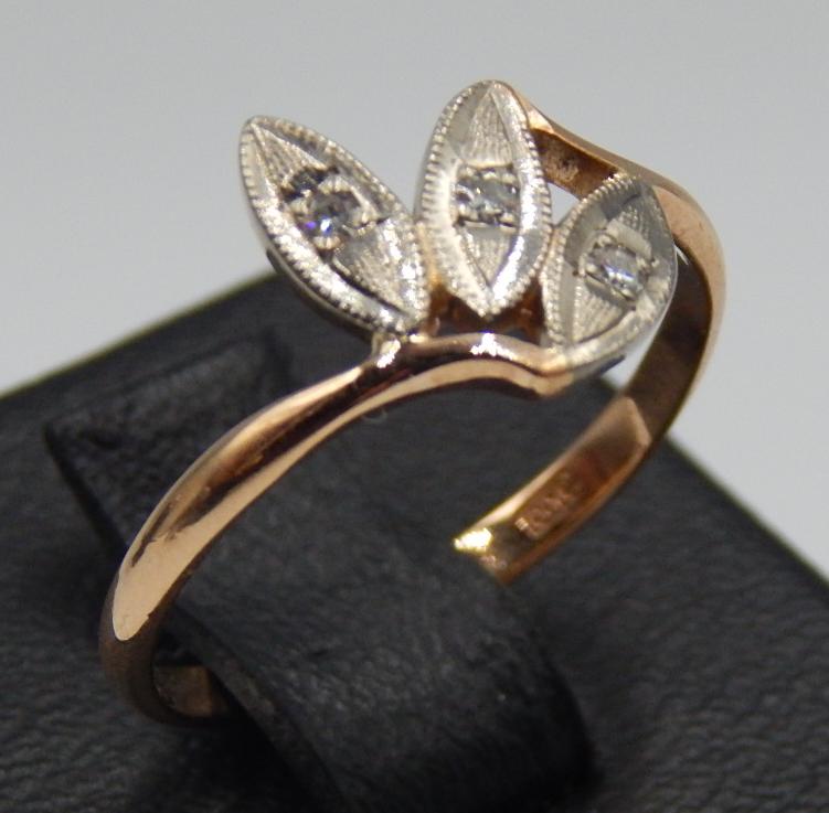 Кольцо из красного и белого золота с бриллиантом (-ми) (31646427) 1